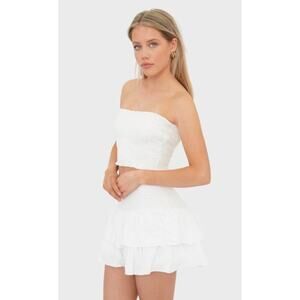 Meet Me There White Tiered Mini Skirt - Size S/M